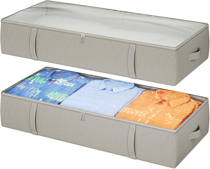 2-Pack Under Bed Storage Containers, 8 Inches Tall Underbed Clothes Storage by Makestorageclosetolife