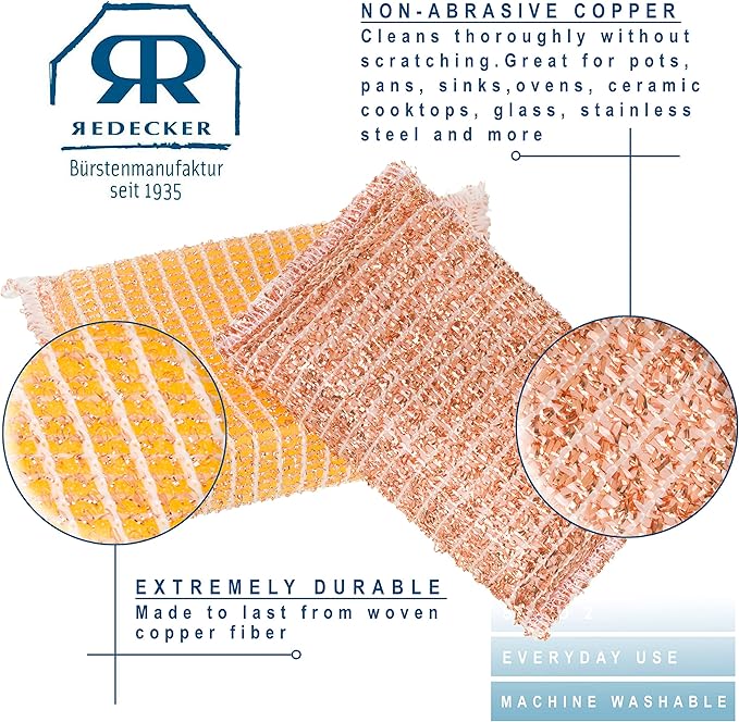 Redecker Copper Sponge, Includes 5 Large and 5 Medium Copper Fiber Sponges - Image 6