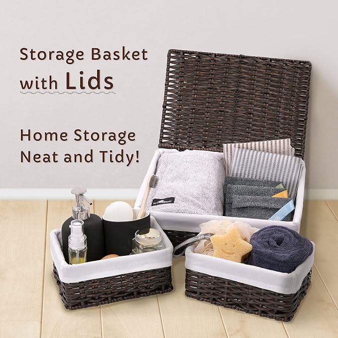 Baskets for Organizing, Undershelf Wicker Storage, Hand Woven Organizer for - Image 4