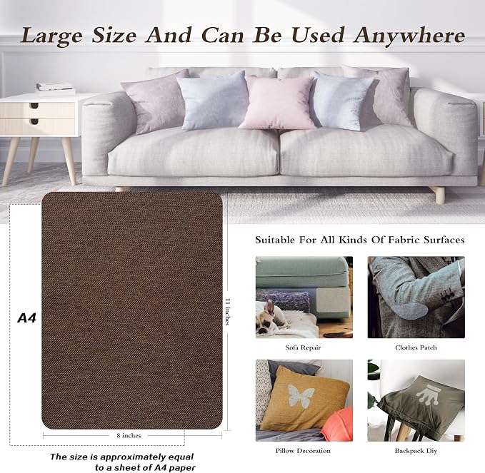 KING MOUNTAIN Coarse Linen Repair Patches, Self-Adhesive Linen Fabric Patches - Image 3