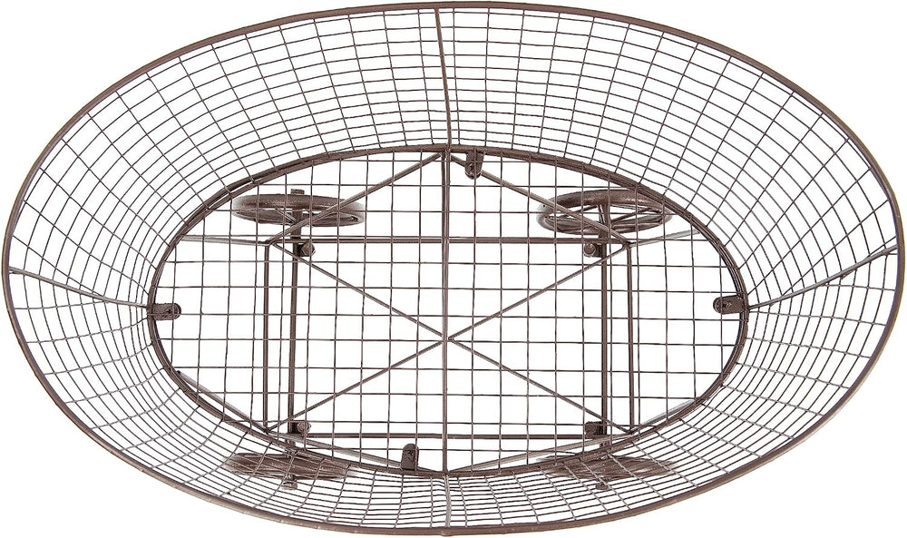 Creative Co-Op Vintage Reproduction Metal Laundry Basket on Wheels, Rust