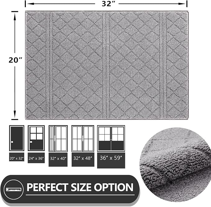 REFETONE Indoor Doormat, Front Back Door Mat 20"x32" Rubber Backing Non Slip - Image 2