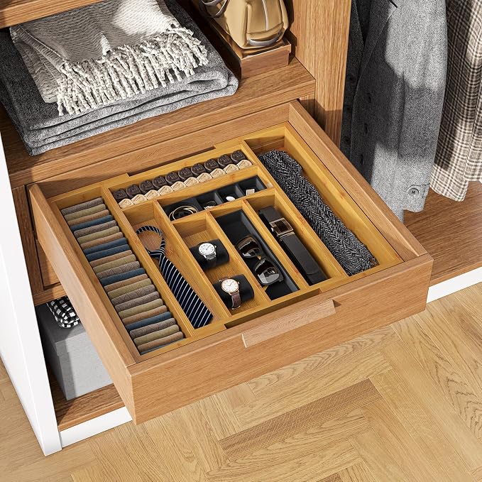 Pipishell Bamboo Silverware Organizer, Expandable Cutlery Tray, Utensil Drawer - Image 7