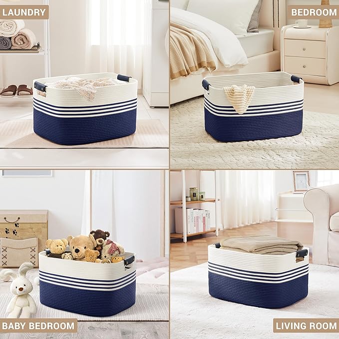 72L Large Laundry Basket with Leather Handles - Image 4