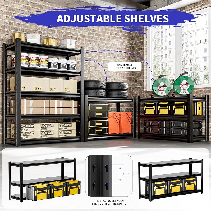Garage Shelving Unit, 3 Pieces78 HThickened Metal Shelving Units - Image 4