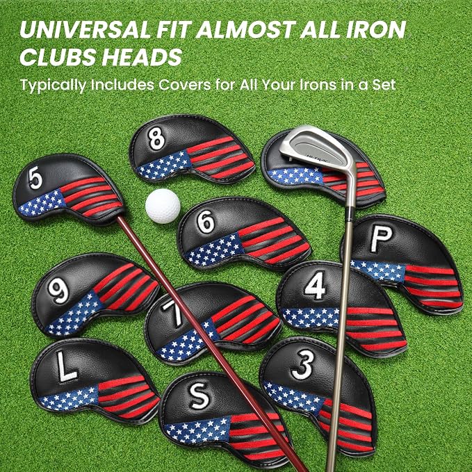 FINGER TEN Golf Club Covers for Irons Magnetic Value 11 Pack, Synthetic Leather - Image 6