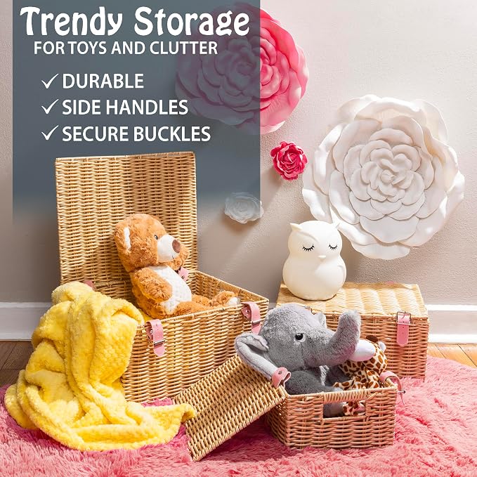 Wicker Storage Baskets with Lids – Set of 3 - Image 8