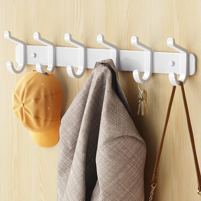 Coat Rack Wall Mounted Heavy-Duty: Metal Coat Hanger 6 Hooks - Image 9