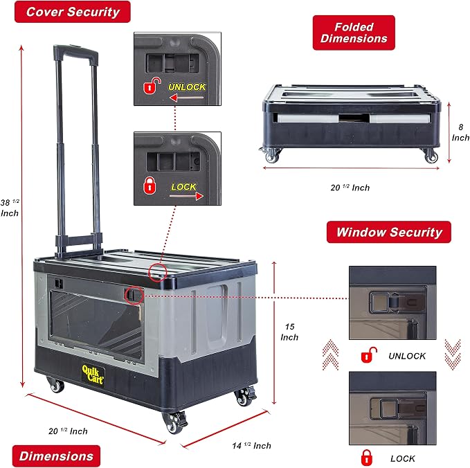 dbest products Quik Cart Extended Four Wheeled Rolling Crate Teacher Utility - Image 4