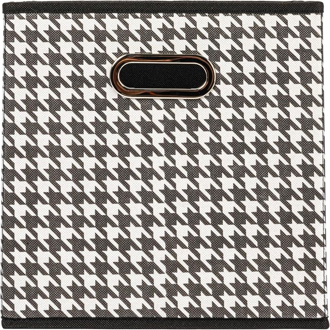 Household Essentials Fabric Storage Bins 6 Piece Set, Houndstooth White and - Image 4