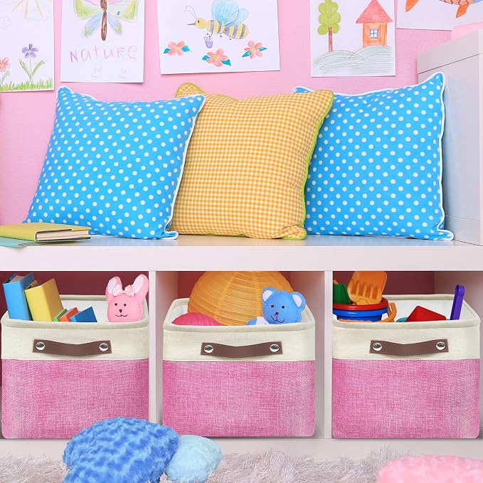 SIMPLE HOUSEWARE Large Fabric Storage Bin, 3 Pack - Image 6