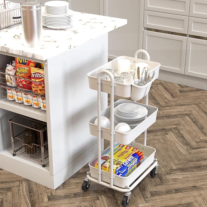 Simple Houseware 3-Tier Multifunctional Rolling Utility Cart - Image 9