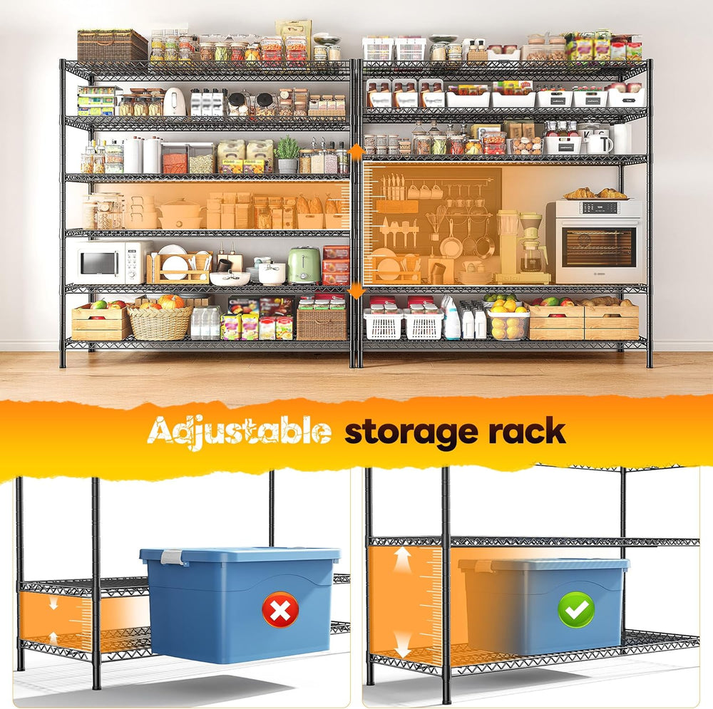 REIBII 6-Tier Heavy Duty Wire Shelving Unit, 3840LBS Storage Shelf Rack