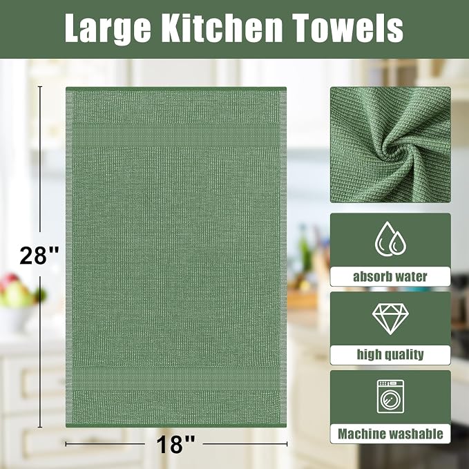 Homaxy Premium Kitchen Towels, Large Cotton Kitchen Hand Towels, Flat and Terry - Image 9