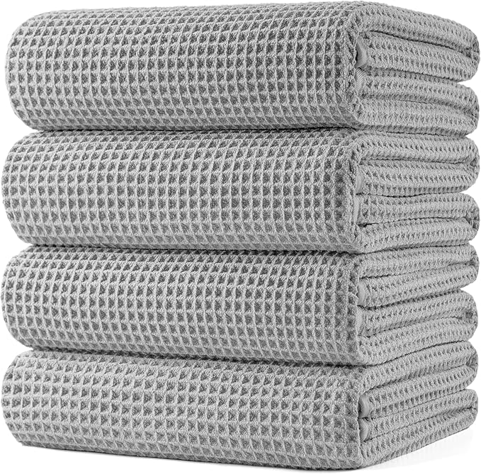 POLYTE Microfiber Oversize Quick Dry Lint Free Bath Towel, 60 x 30 in, 4 Pack by Polyte
