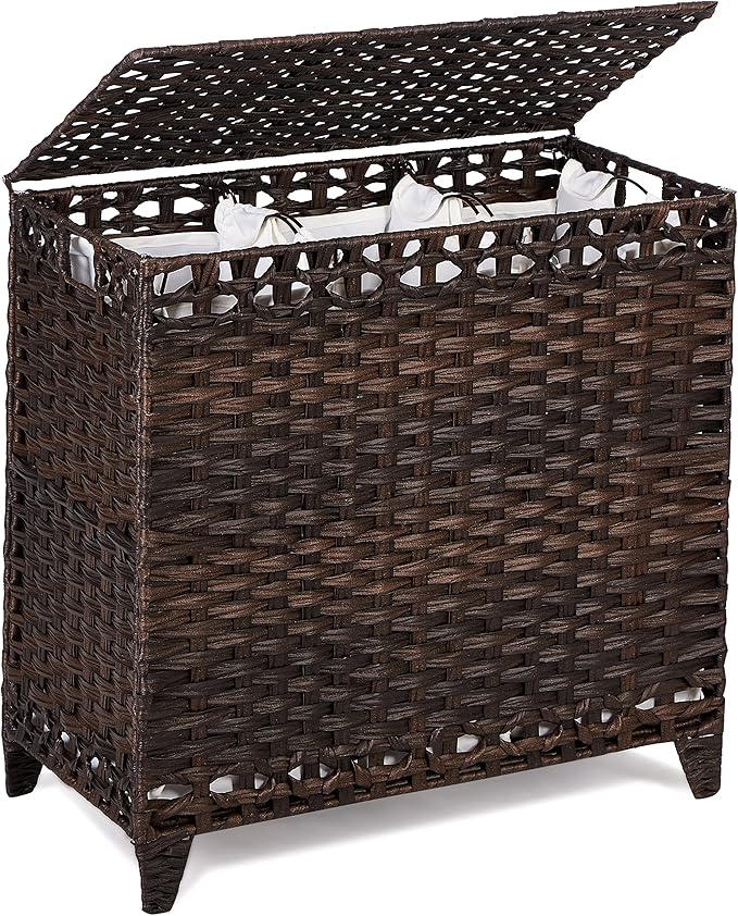 Laundry Hamper with 3 Removable Liner Bags; 132L Handwoven Rattan Laundry by Hermina