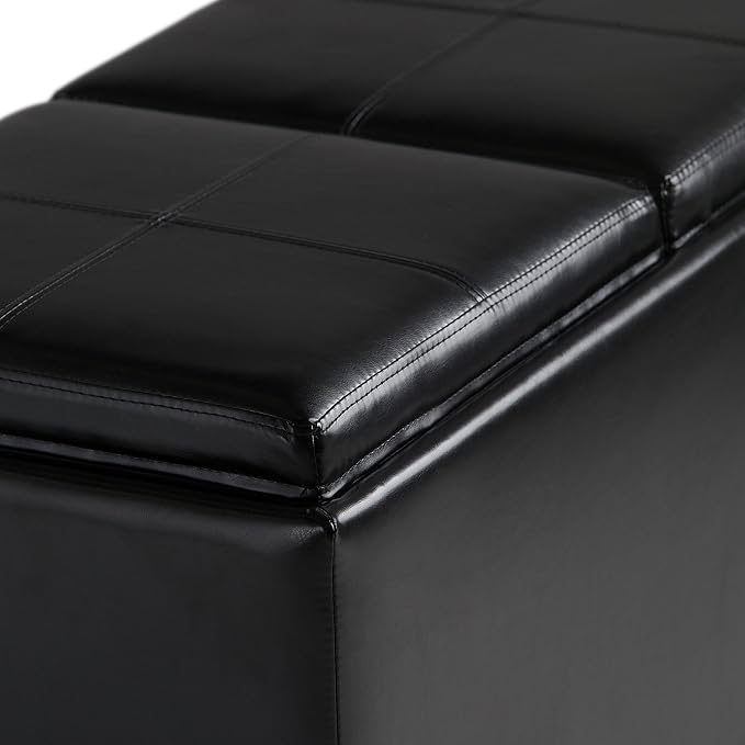SIMPLIHOME Avalon 35 inch Wide Contemporary Rectangle 5 Pc Storage Ottoman in - Image 6