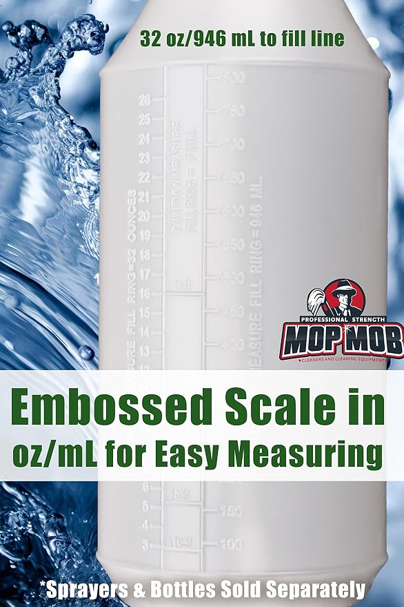 Commercial-Grade Chemical Resistant 32 oz Bottles ONLY 4 Pack Embossed Scale - Image 3