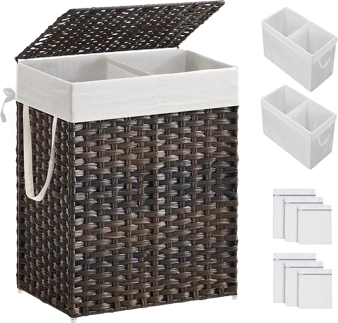 SONGMICS Laundry Hamper with Lid, 90L Clothes Hamper with 2 Removable Liner Bags by SONGMICSbySONGMICSHOME