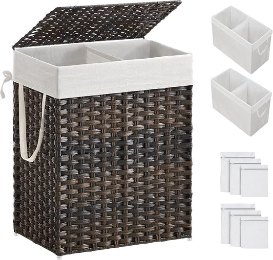 SONGMICS Laundry Hamper with Lid, 90L Clothes Hamper with 2 Removable Liner Bags by SONGMICSbySONGMICSHOME
