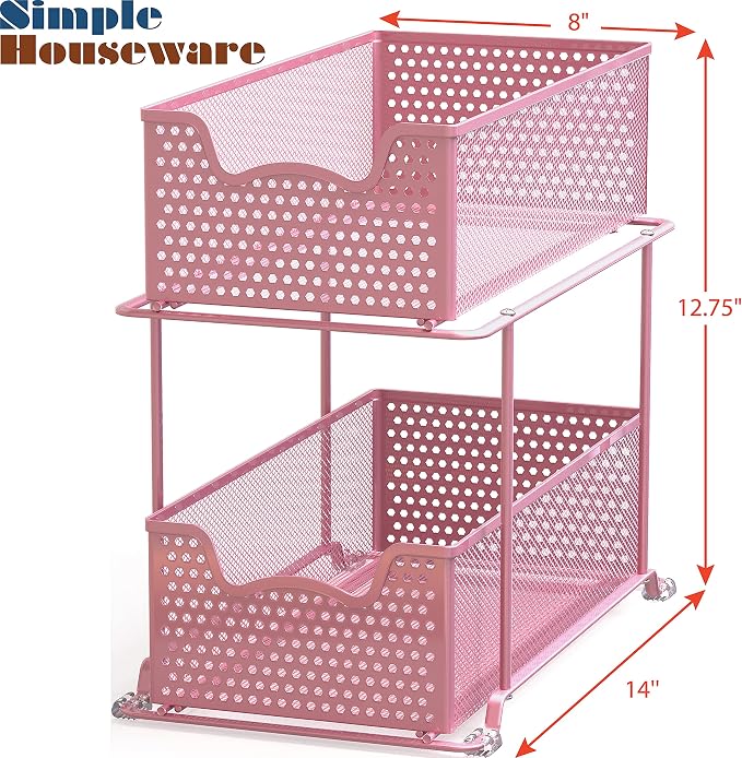 SIMPLE HOUSEWARE 2 Tier Sliding Cabinet Basket Organizer Drawer - Image 3