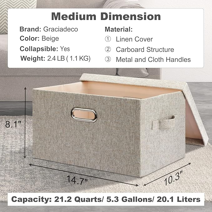 Medium 15" 21 Quart Collapsible Stackable Storage Bins - Image 2