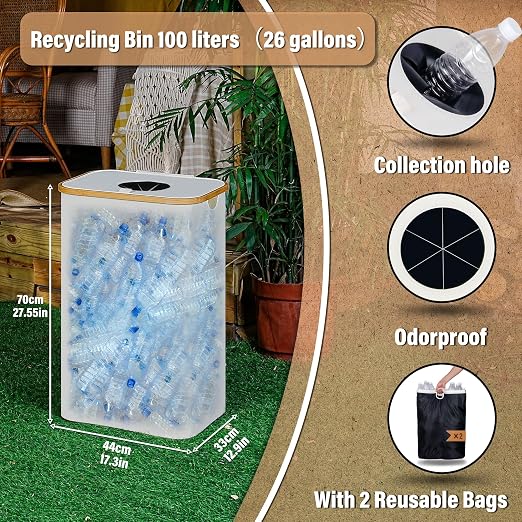 efluky Recycling Bin 100L, 26 Gallon Recycle Bins - Image 2