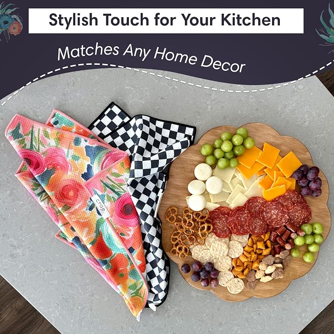 2 Double Sided Microfiber Hand Towels, 17x27 Inches Waffle Design Kitchen - Image 5