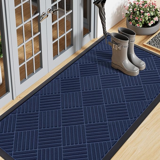 Smiry Front Door Mat Outside Entrance, Heavy Duty Outdoor Indoor Natural Rubber by Smiry