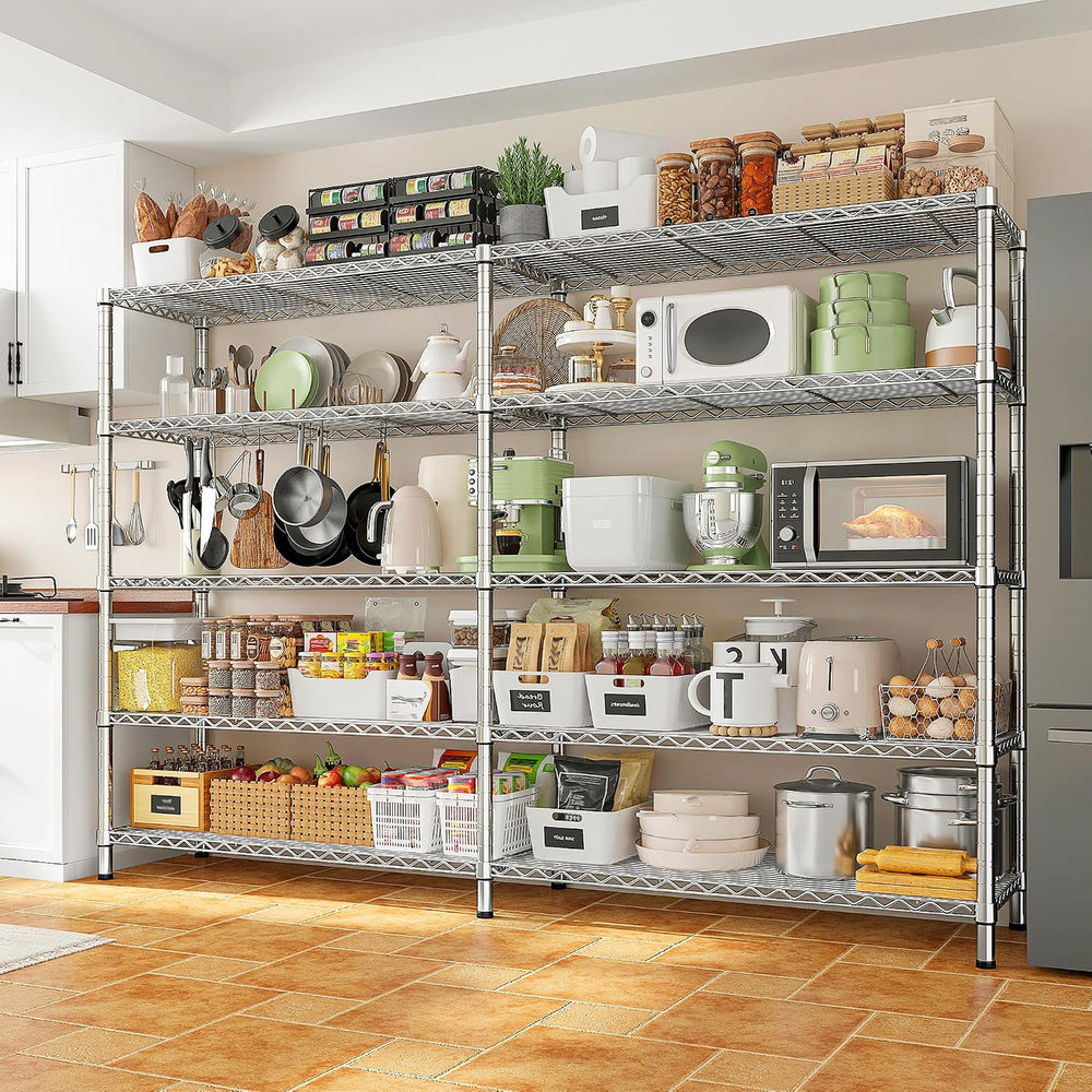 REIBII 69.8" W Storage Shelves 1510LBS Wire Shelving Unit 5 Tier Metal S...