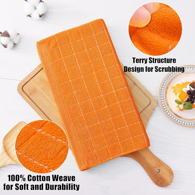 Homaxy 100% Cotton Terry Kitchen Dish Cloths, Ultra Soft and Absorbent Dish - Image 2
