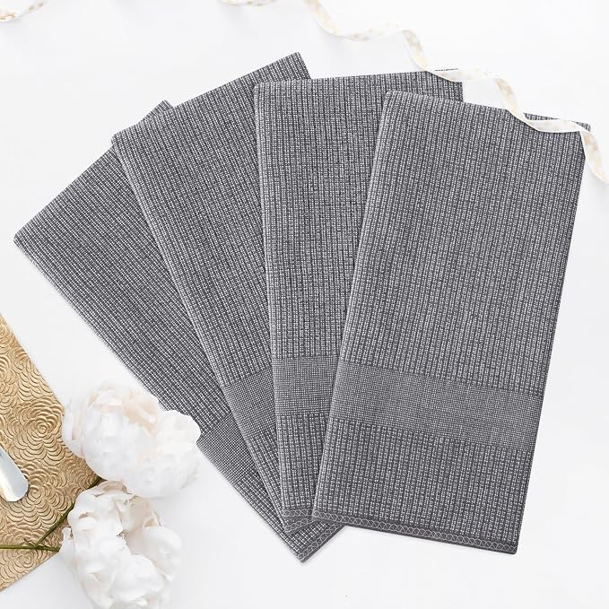 Homaxy Premium Kitchen Towels, Large Cotton Kitchen Hand Towels, Flat and Terry - Image 7