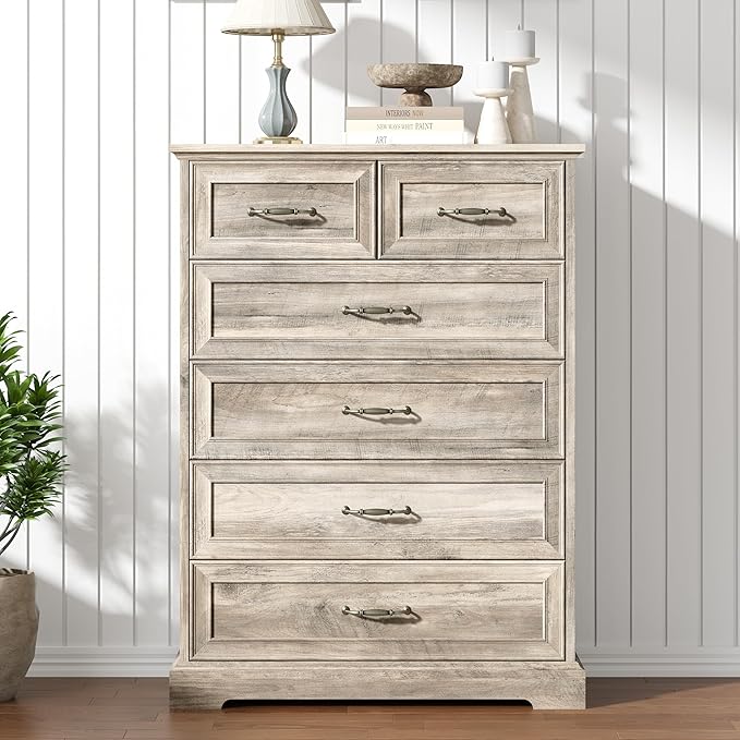6 Drawer Dresser for Bedroom, Rustic Farmhouse Dresser - Image 3