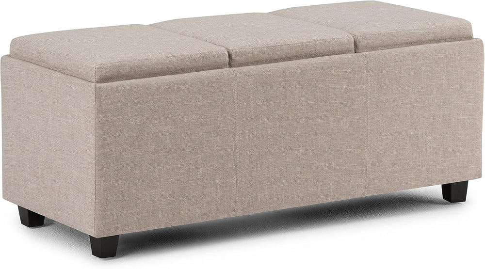 SIMPLIHOME Avalon 42 inch Wide Contemporary Rectangle Storage Ottoman in