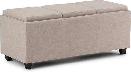 SIMPLIHOME Avalon 42 inch Wide Contemporary Rectangle Storage Ottoman in by SimpliHome