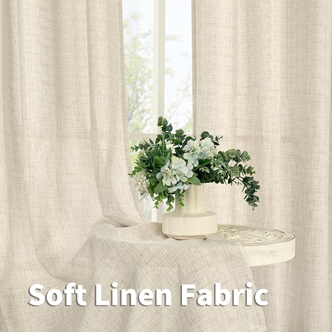 YoungsTex Boho Linen Curtains 63 Inch Length 2 Panels - Image 8