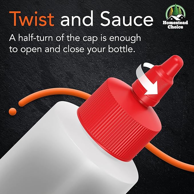 6-pack Plastic Squeeze Bottles for Sauces - 16oz Condiment Squeeze Bottles for - Image 4