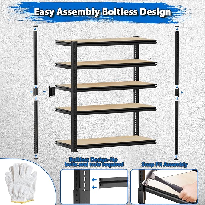 Garage Shelving, 5 Tier Adjustable Metal Organizer Wire Rack - Image 5