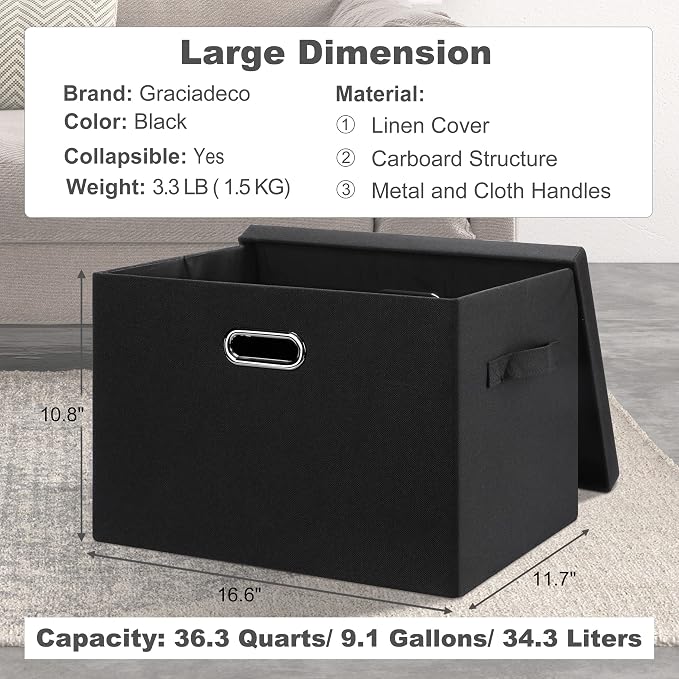 Large 17" 36 Quart Collapsible Stackable Storage Bins - Image 2