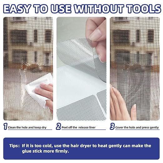 KING MOUNTAIN Grey Window Screen Repair Patch, Strong Adhesive & Waterproof - Image 5