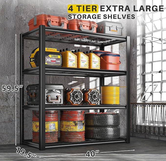 REIBII 40" W Garage Shelving 2240 LBS Storage Shelves Adjustable Metal Shelving - Image 3