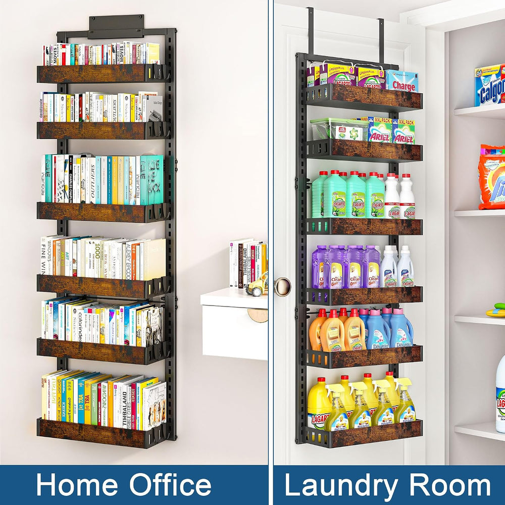 6-Tier Over the Door Pantry Organizer, Adjustable Basket Spice Rack