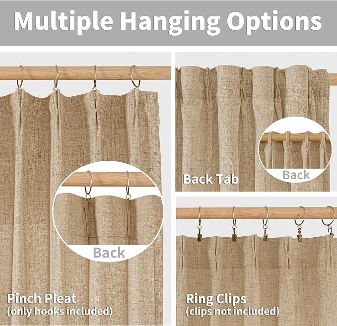 YoungsTex Burlap Linen Semi Sheer Curtains 84 Inch Length - Image 5