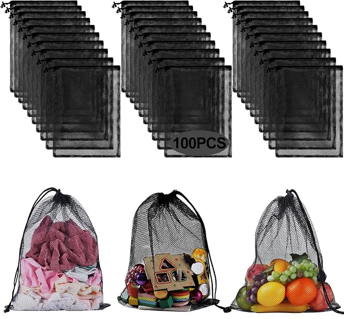 iMucci 13"X15.5" 100Pcs Mesh Laundry Drawstring Bag Nylon Drawstring Gym Bag by DancingaColorfulLifeinSpiritualWorld