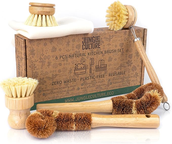 Jungle Culture® 6 Piece Natural Dish Brushes by JungleCulture