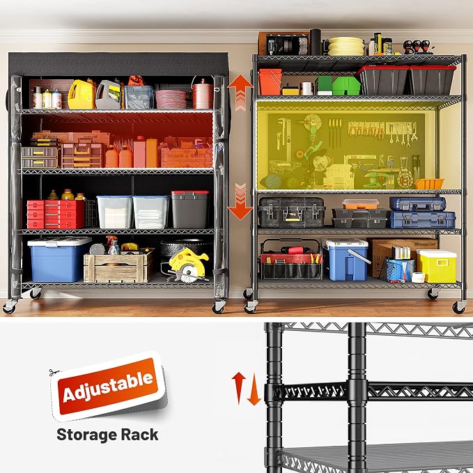 REIBII 45''W Storage Shelves Waterproof Metal Shelving Cover Dustproof Wire - Image 5