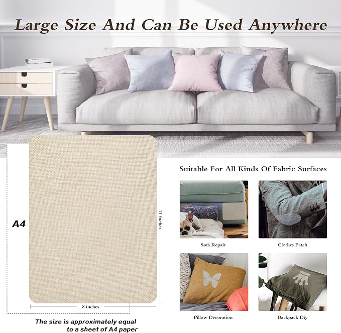 Coarse Linen Repair Patches, Self-Adhesive Linen Fabric Patches, 8X11 inch 2 PCS - Image 4