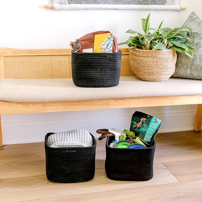 NaturalCozy Storage Cubes 9”x9”x7”Cotton Rope Woven Baskets - Image 9