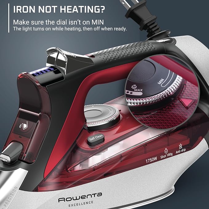 Rowenta Iron, Focus Excellence Stainless Steel Soleplate Steam Iron - Image 11
