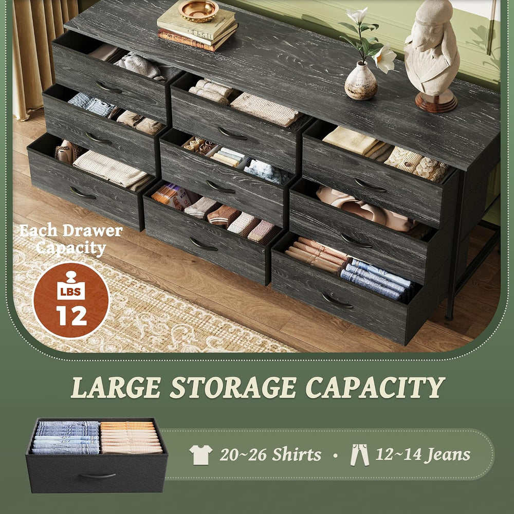 Huuger Long Dresser for Bedroom, 55 Inch TV Stand for 55, 60 Inch TV, Enterta...